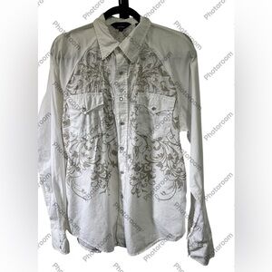 Men's White Embroidered Shirt